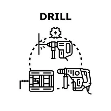 Drill tools for home improvement and construction work Stock Illustration
