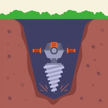 Drill a well in the ground. Stock Illustration