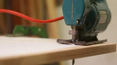 Drill on wood table Video stock 84256029