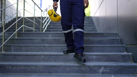 Drill Worker Working in Gold Mine walking down the stairs Stock Footage 241733865