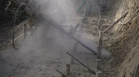 Drilled piles deep foundation: drilling tie. Stock-Footage 57675519