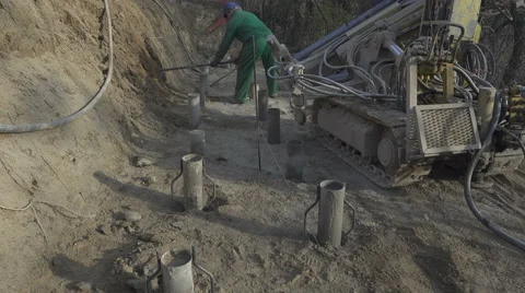 Drilled piles deep foundation: ties Stock Footage 57677743
