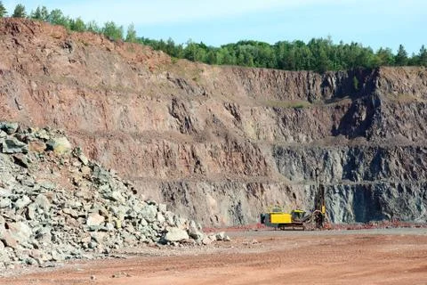 Driller in an open pit mine Foto stock