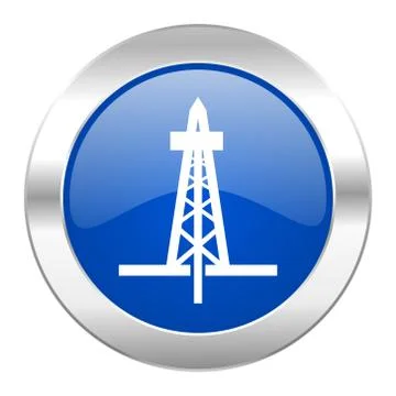 Drilling blue circle chrome web icon isolated. Stock Illustration