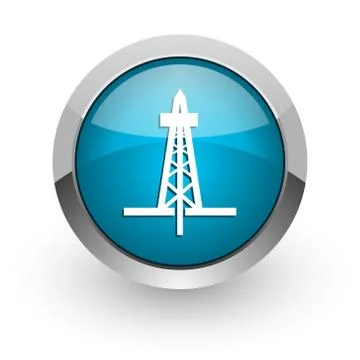 Drilling blue silver metallic chrome border web and mobile phone icon on whit Stock Illustration