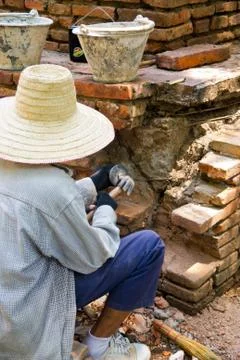 Drilling brick. Stock Photos