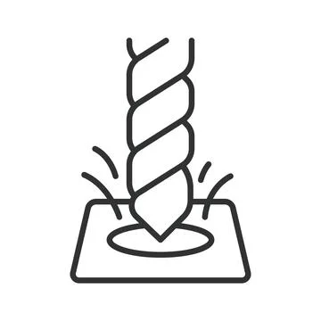 Drilling, drill bit, construction work, hole making icon in line design. Drill Stock Illustration