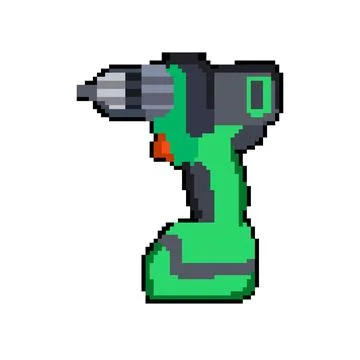 Drilling drill pixel art vector illustration Stock Illustration