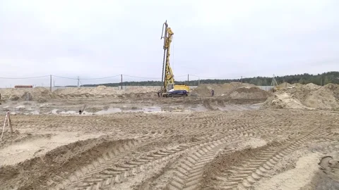 Drilling equipment for geo-technical engineering with workers. Stock Footage 104510103