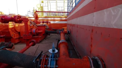 Drilling fluid circulation system tanks Stock Footage 73438916