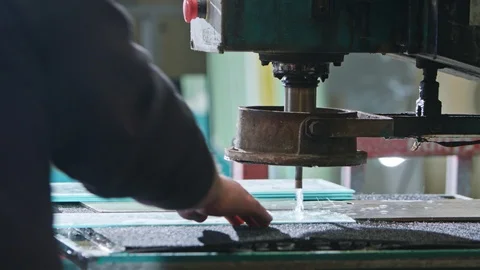 Drilling Glass Process Stock Footage 93018685