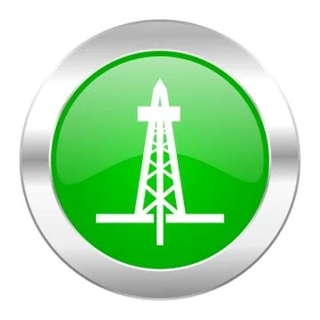 Drilling green circle chrome web icon isolated. Stock Illustration