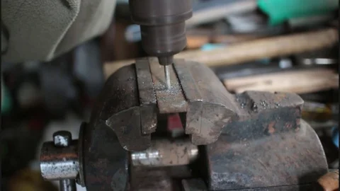 Drilling a hole into iron Stock Footage 73833035