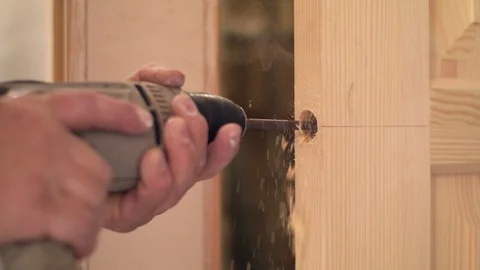 Drilling hole for a lock 库存影片 94931894