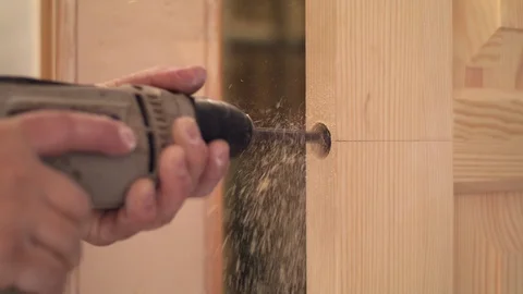 Drilling hole for a lock Video stock 95001218