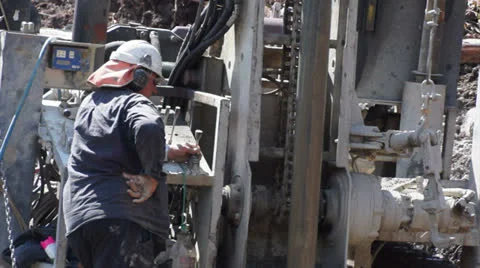 Drilling hole for seismic testing, oil exploration. Stock Footage 22979281