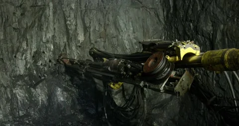 Drilling of iron ore in a mine Stock Footage 160486219