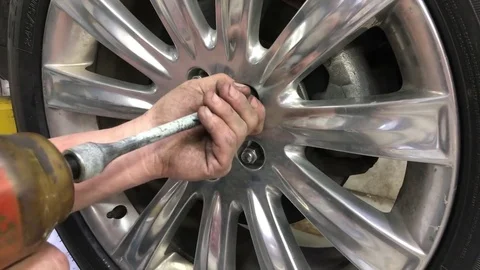Drilling Lug Nuts on Rim Video stock 75799576