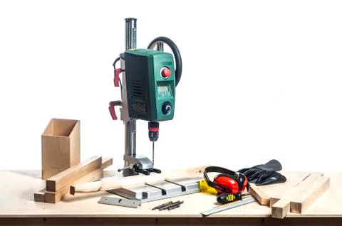 Drilling machine and table tools. Stock Photos