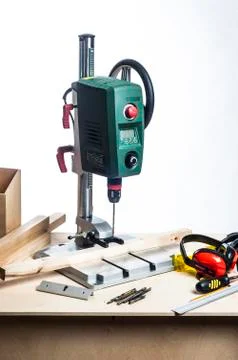 Drilling machine and table tools. Foto stock