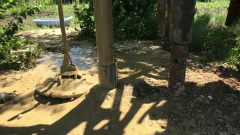 The drilling machine cleans the water well Stock Footage 90293635