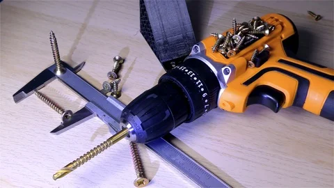 Drilling Machine – Cordless Electric Drill Stock Footage 120005693