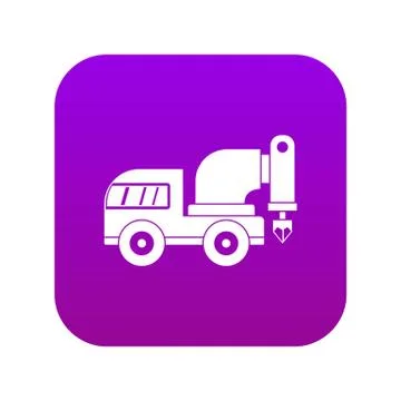 Drilling machine icon digital purple Stock Illustration
