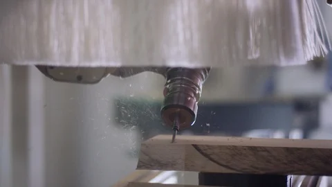 Drilling machine in a joinery Stockbeeldmateriaal 119772240