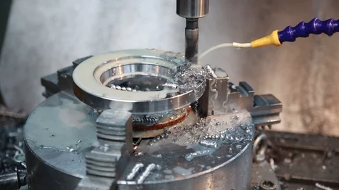Drilling machine makes a hole in the metal product. Stock Footage 105132749