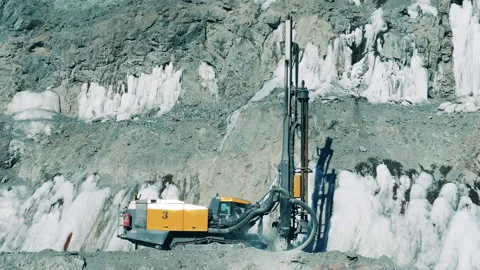Drilling machine is operating at the mine site Stock Footage 158356144