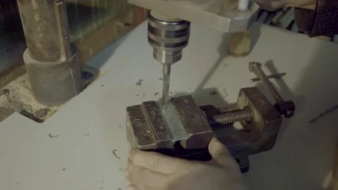 Drilling Machine processes the metal, cut out the shape Stock Footage 81728817