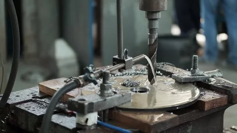 The drilling machine is supplied with cooling of the drill; the drill rotate Stock Footage 259304717