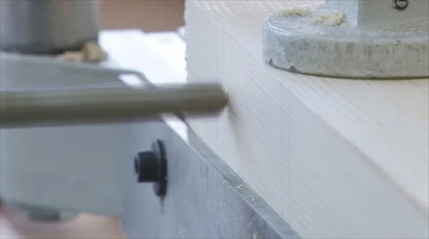 Drilling machine on wood. Carpenter. Stock Footage 40523997