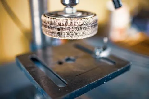 Drilling machine at the workplace in workshop Stock-Fotos