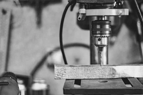 Drilling machine in the workshop Stock Photos
