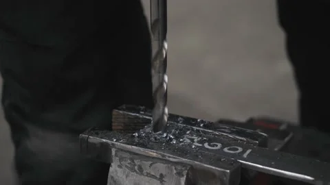 Drilling metal with a drill Stock Footage 228785451