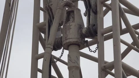 Drilling motor and rotating pipe mechanism - Well Machinery and Borehole Machine Stock Footage 339819053