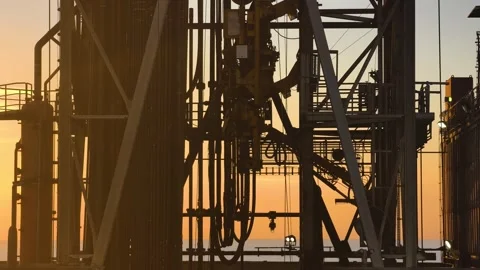 Drilling Mud Return Flow and Flow Sensor Paddle in the Rig Flowline Stock Footage 342356044