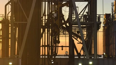 Drilling Mud Return Flow and Flow Sensor Paddle in the Rig Flowline Stock Footage 342356050