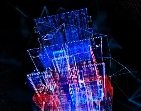 Drilling offshore platform isolated on dark background Stock Illustration