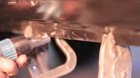 Drilling out metal Stock Footage 21376764