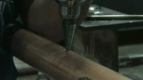 Drilling in Pipe, Close Up Stock Footage 279365