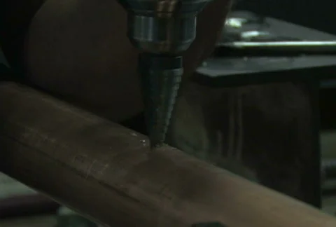 Drilling in Pipe, Close Up Stock Footage 283551