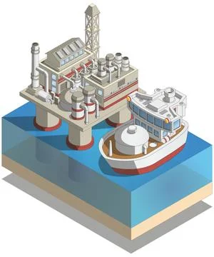 Drilling platform at sea. Stock Illustration