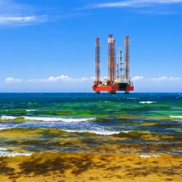 Drilling platform in the sea Stock Photos