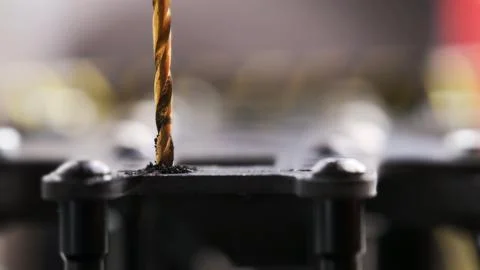 Drilling process of Carbone plate Stock Photos