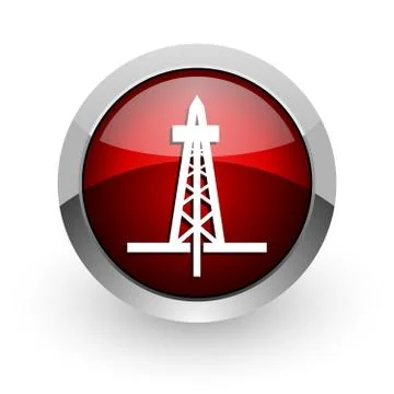 Drilling red circle web glossy icon. Illustrazione stock