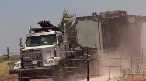 Drilling Rig Being Moved in on Trucks 5 Video stock 42362971