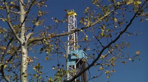 Drilling Rig Derrick Through Trees 스톡 동영상 49470788