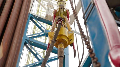 Drilling rig Descent tubes with a crane Stock-Footage 63399533